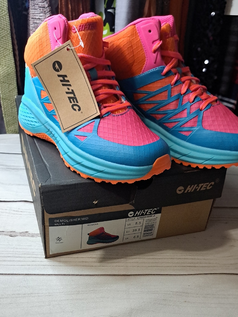 Hi-Tec Pink Blue Orange Women's Trail Sneakers Size 8.5
